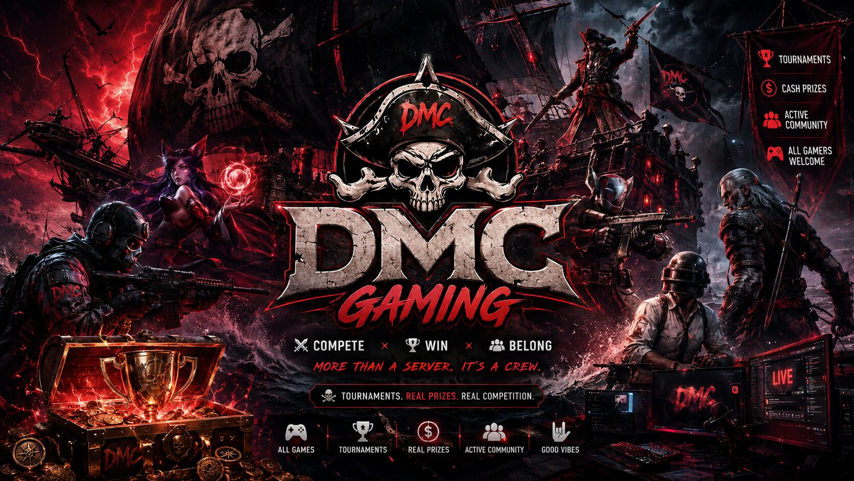 Discovery splash banner for DMC Gaming Discord server