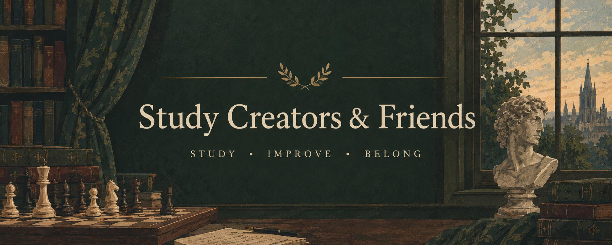 Discovery splash banner for Study Creators & Friends Discord server