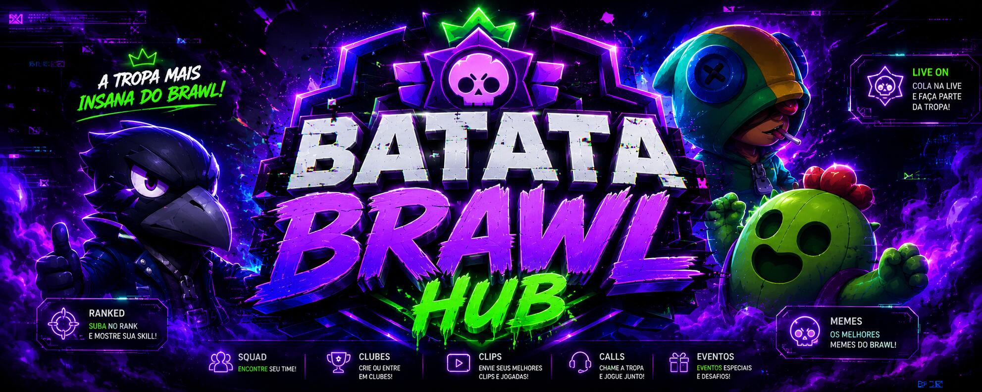 Discovery splash banner for Batata Brawl Hub Discord server