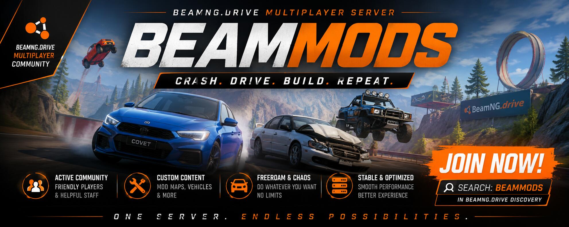 Discovery splash banner for BeamMods Discord server