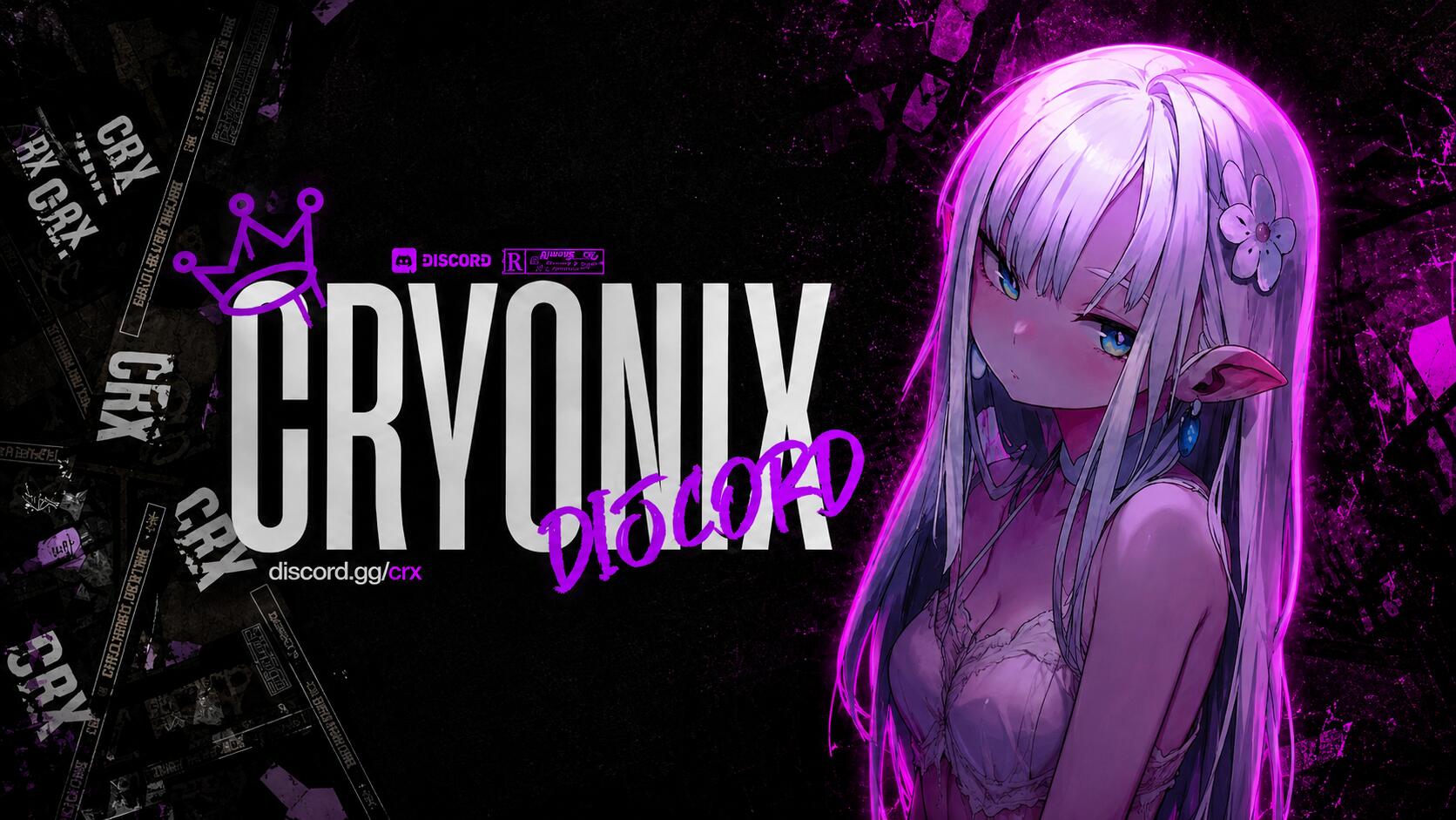 Discovery splash banner for Cryonix.gg 🦋 Animes・Chat・ Calls・Comunidade・Servidor ativo・24h・Amizades・Jogos・FiveM・Valorant Discord server