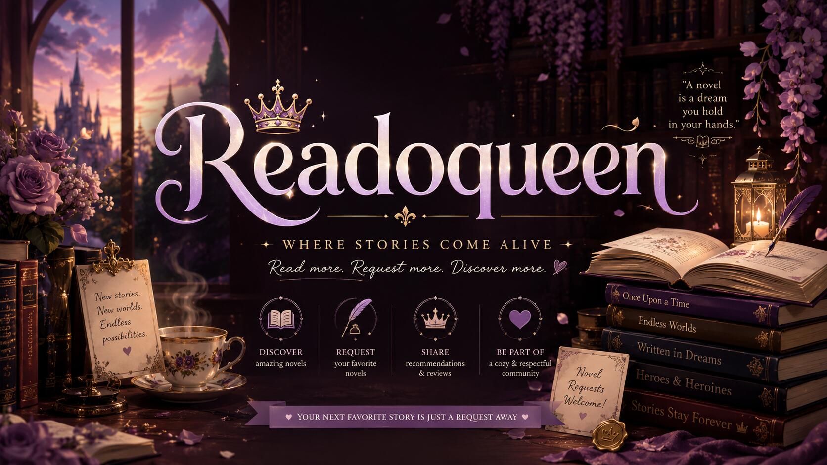 Discovery splash banner for Readoqueen Discord server