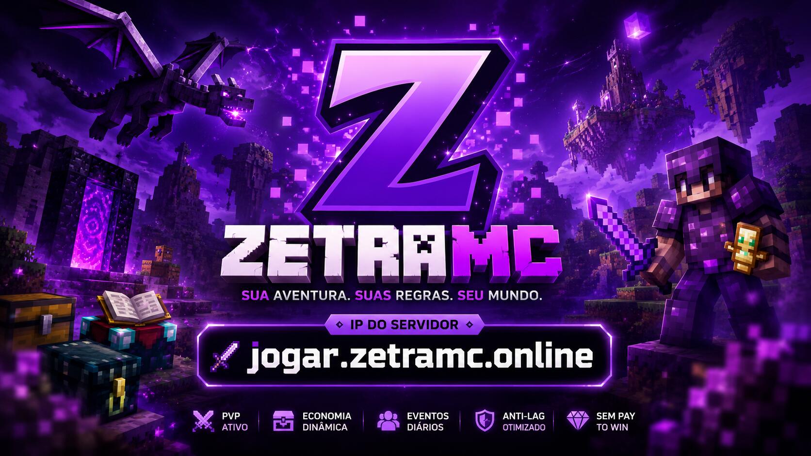 Discovery splash banner for Minecraft ZetraMC #3K Discord server