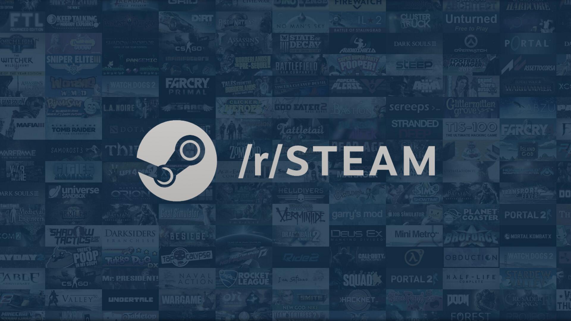 Discovery splash banner for /r/Steam Discord server