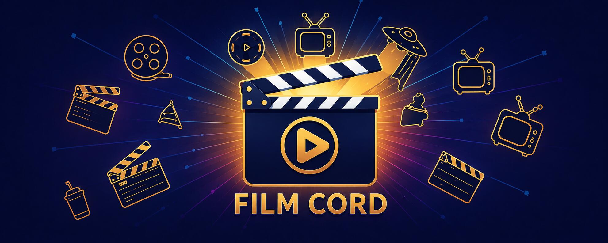 Discovery splash banner for Film Cord β’ Movies β’ TV Shows β’ Movie Nights Discord server