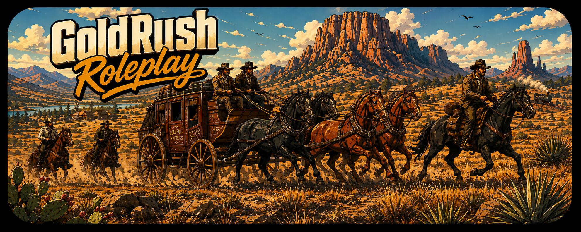 Discovery splash banner for GoldRush Roleplay Discord server