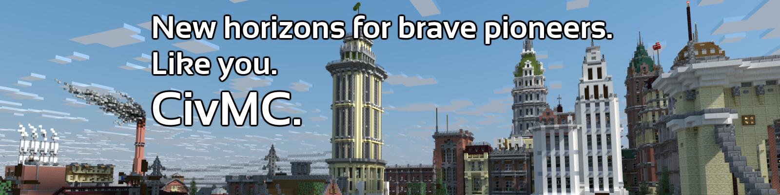 Discovery splash banner for CivMC - A Minecraft Civilization Server Discord server