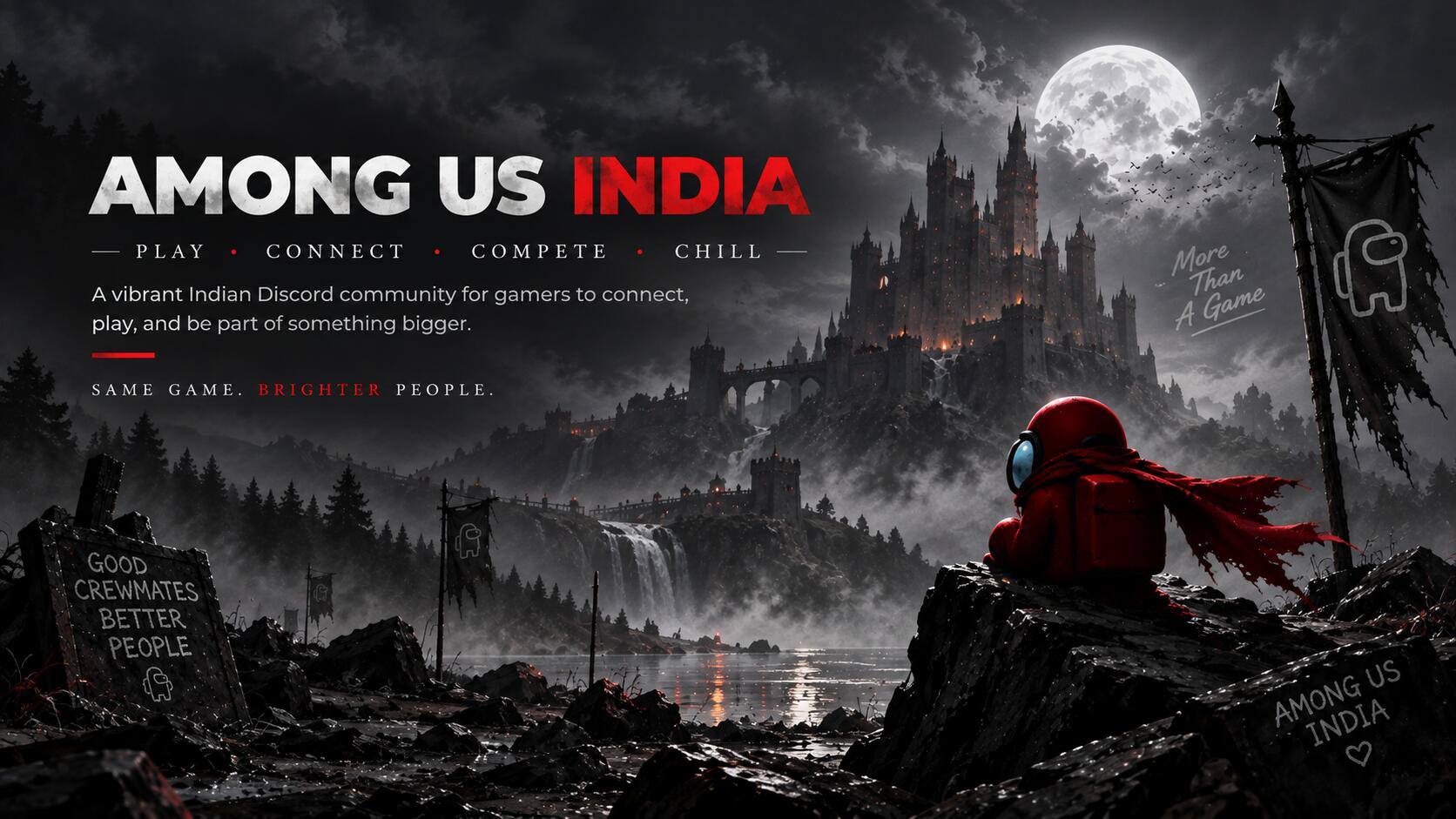 Discovery splash banner for Among Us India Discord server